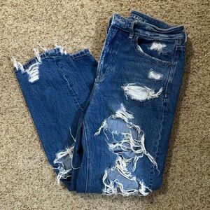 AE Distressed mom jeans